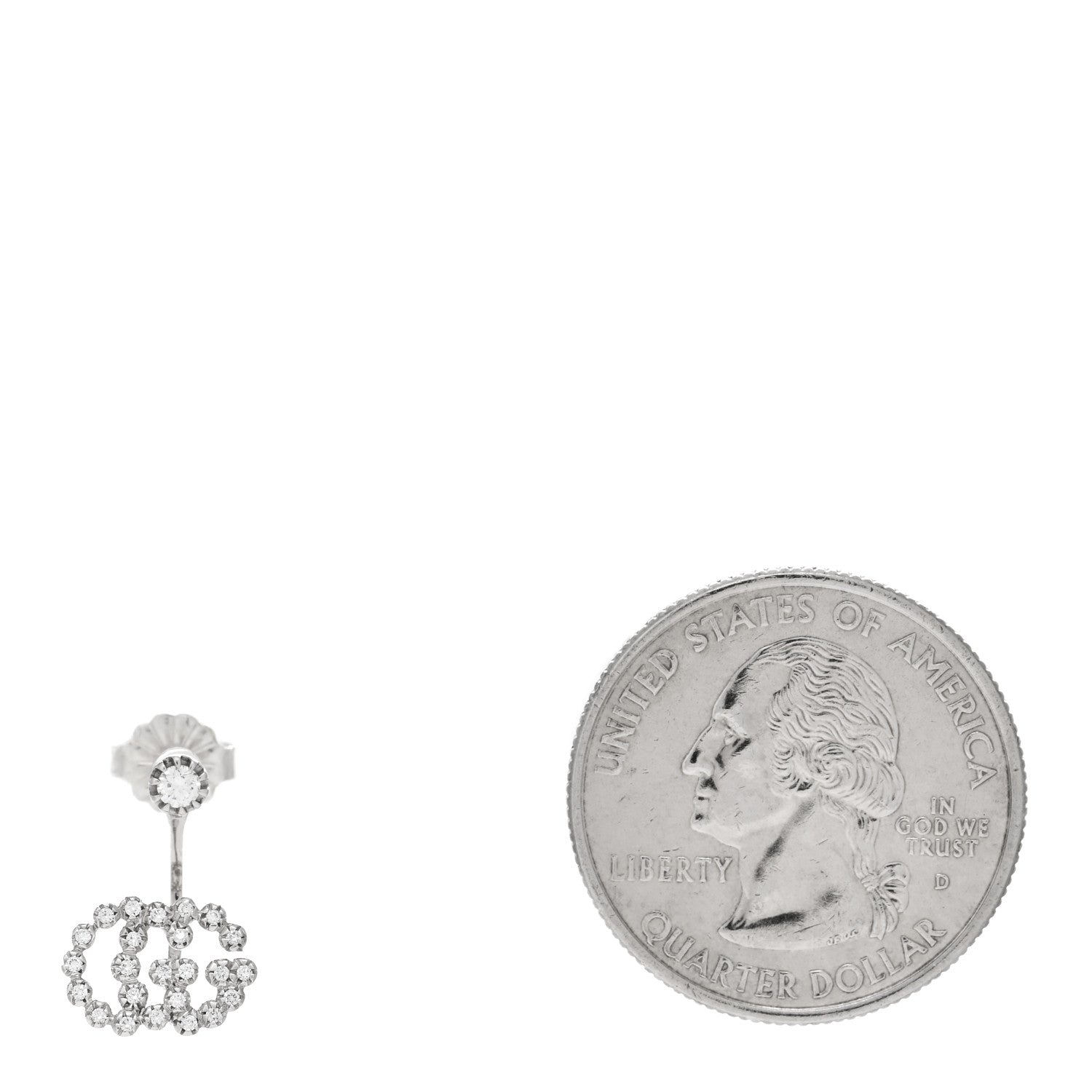 Gucci 18K White Gold Diamond Running G Single Earring 2 of 4