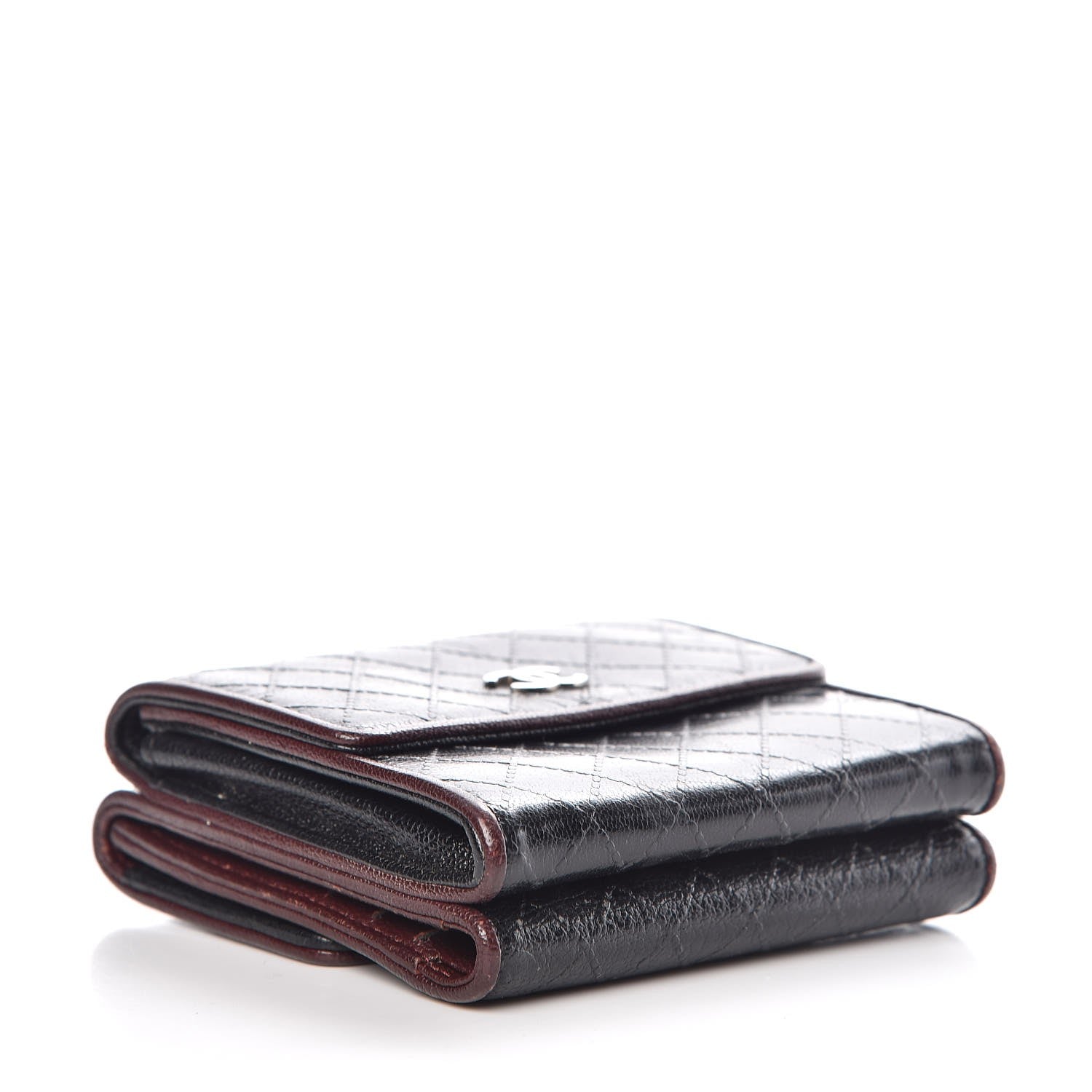 Chanel Calfskin Diamond Stitched Compact Wallet Black 4 of 13