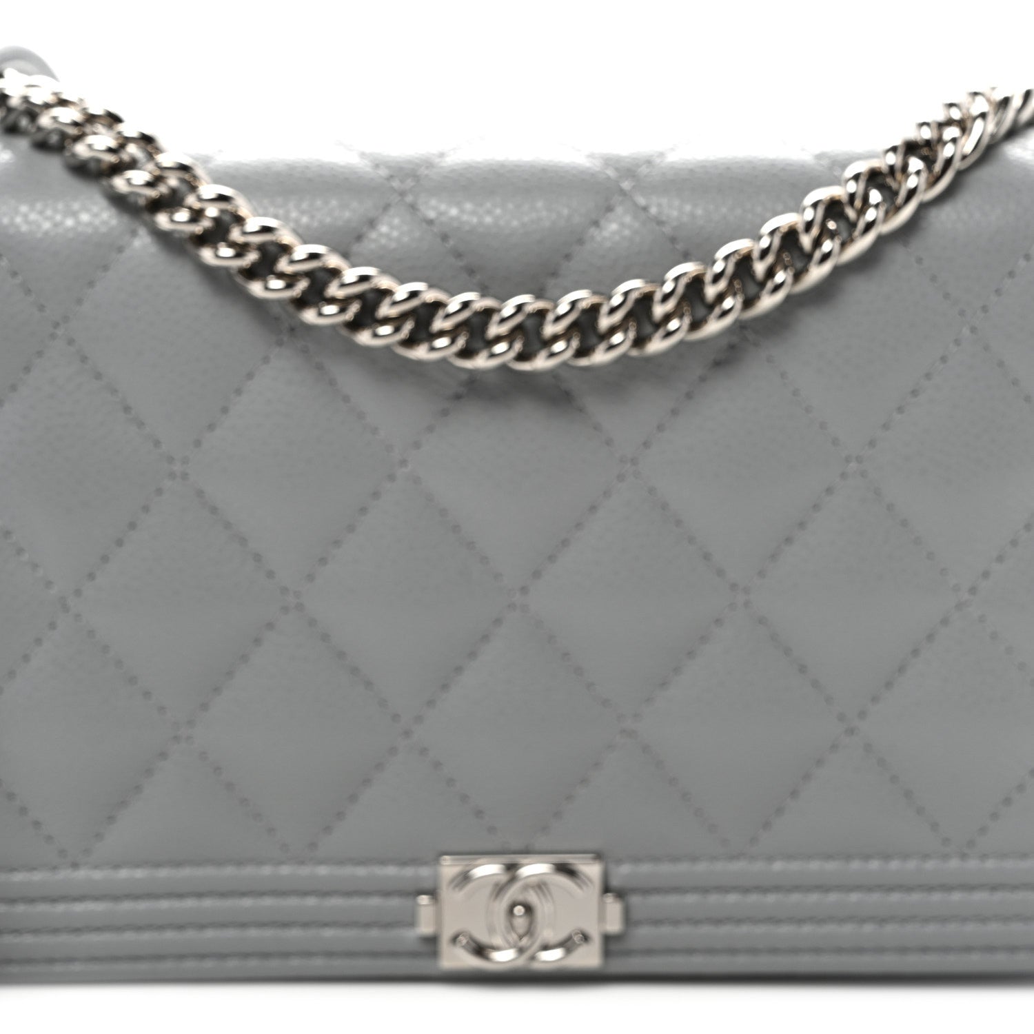 Chanel Caviar Quilted Boy Wallet On Chain WOC Grey 9 of 11