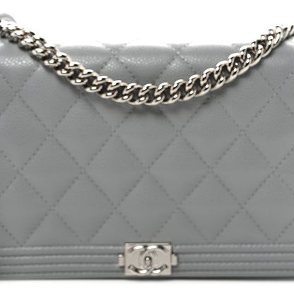 Chanel Caviar Quilted Boy Wallet On Chain WOC Grey 9 of 11