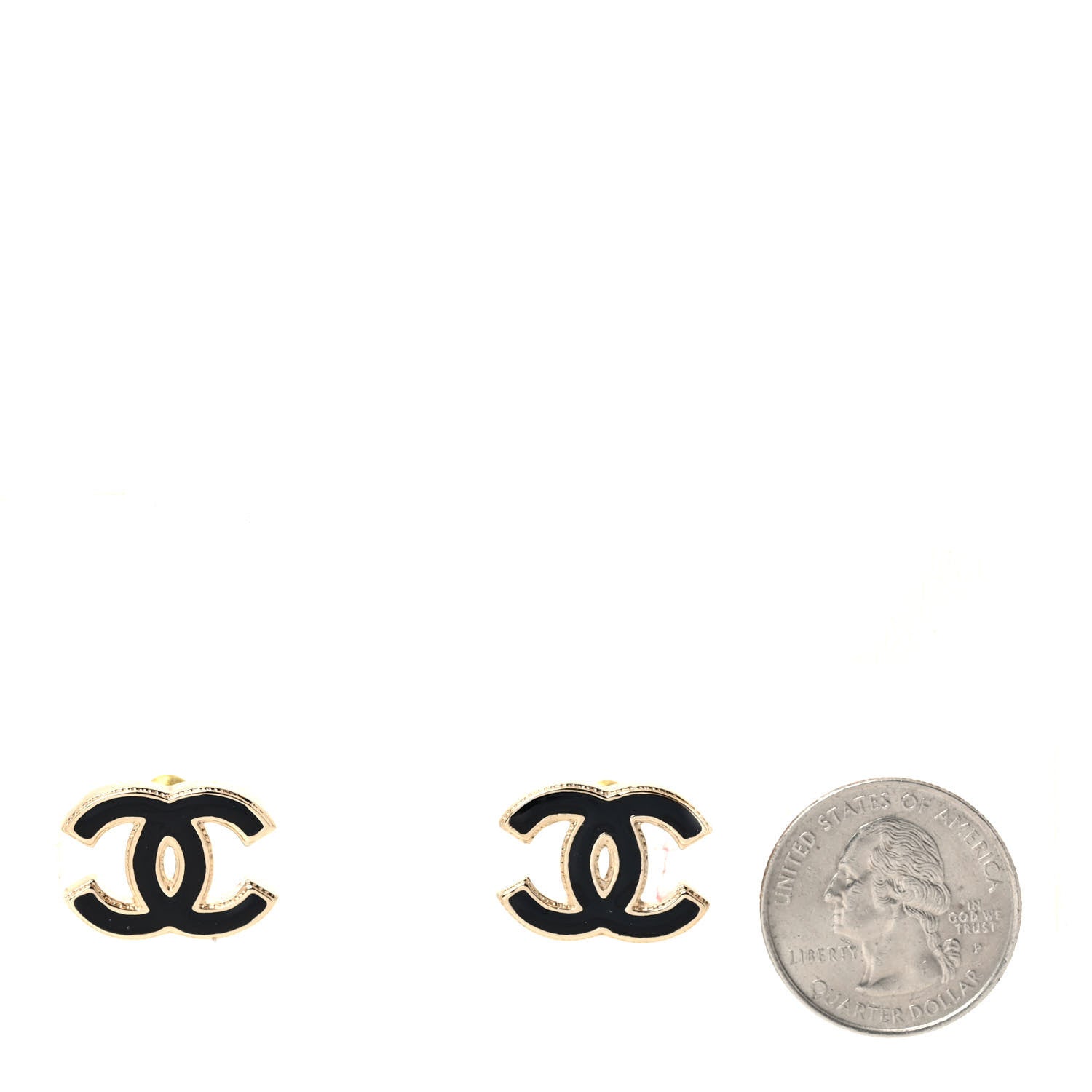 Chanel Metal Enamel CC Earrings Black Gold 2 of 4