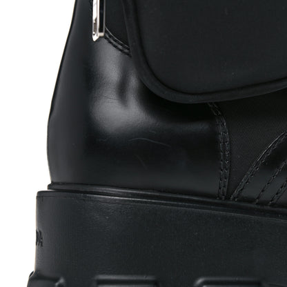 Prada Spazzolato Rois Nylon Metal Triangle Logo Monolith Pouch Pocket 55mm Boots 37 Black 13 of 16