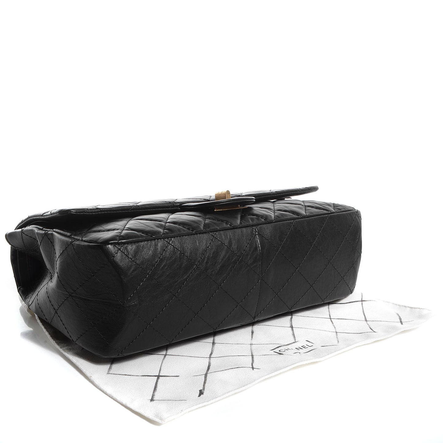 Aged Calfskin Quilted 2.55 Reissue 227 Flap Black