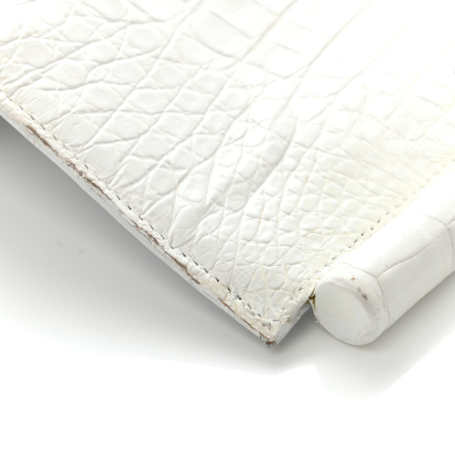 Crocodile Foldover Clutch White