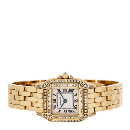 Cartier 18K Yellow Gold Diamond 22mm Double Row Panthere Quartz Watch 2 of 4