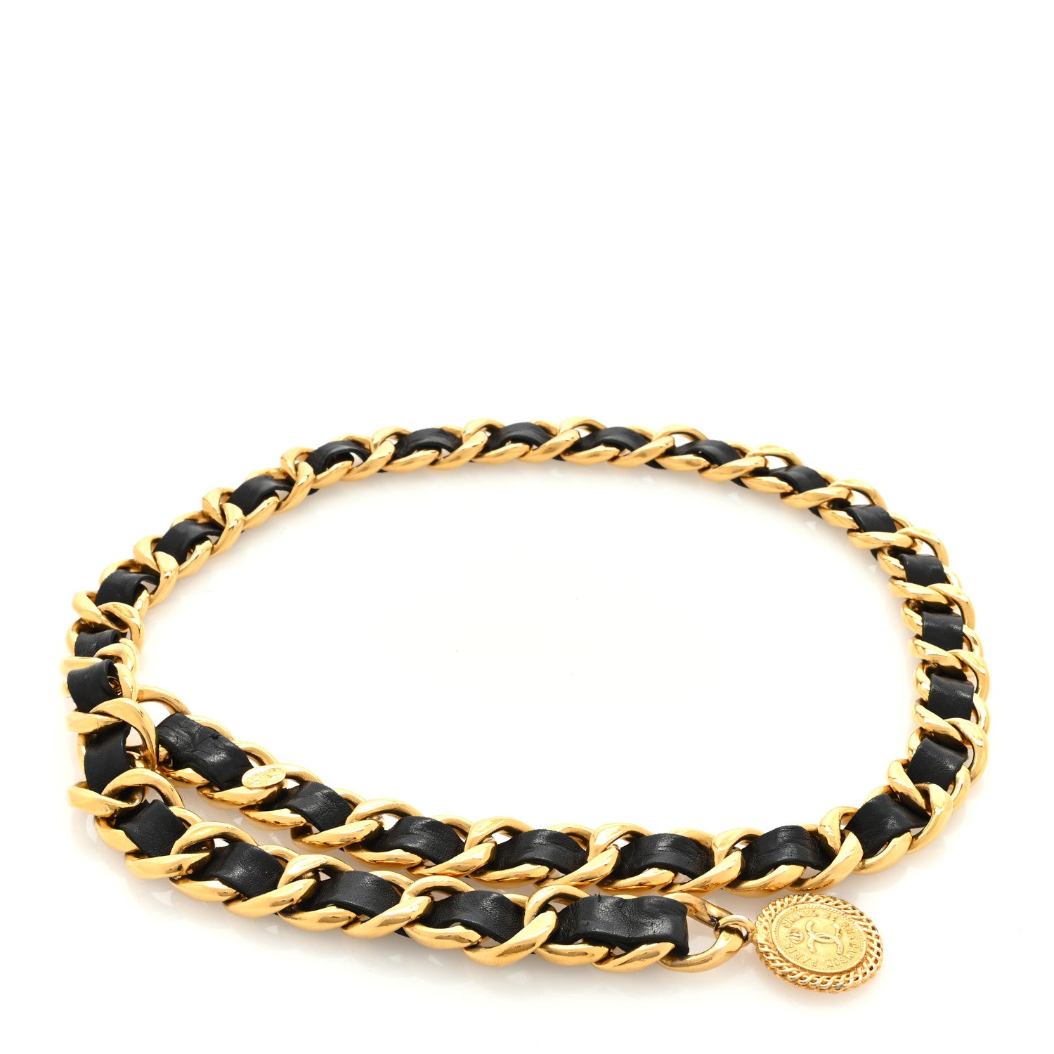 Chanel Lambskin Chain CC Medallion Belt Black Gold 1 of 3