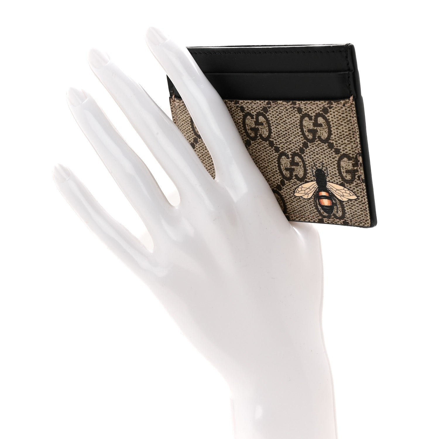 Gucci GG Supreme Monogram Bee Print Card Holder Black 2 of 7