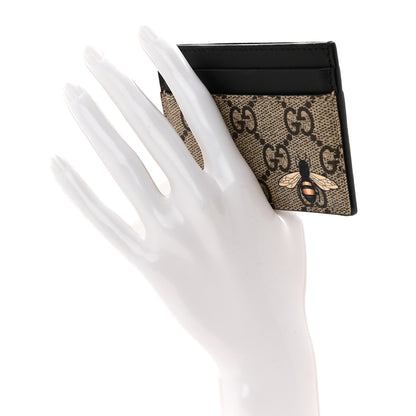 Gucci GG Supreme Monogram Bee Print Card Holder Black 2 of 7