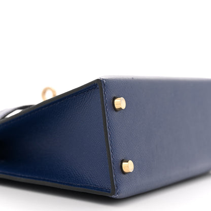 Hermes Madame Calfskin Shiny Alligator Mini Kelly Sellier Touch 20 Bleu Encre 9 of 15