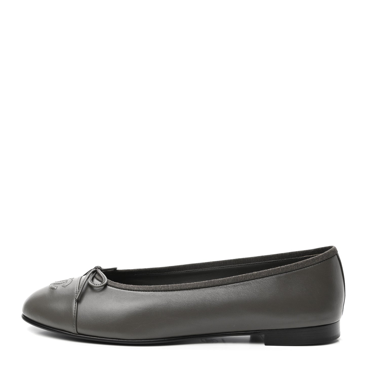 Lambskin Cap Toe CC Ballerina Flats 41 Dark Grey