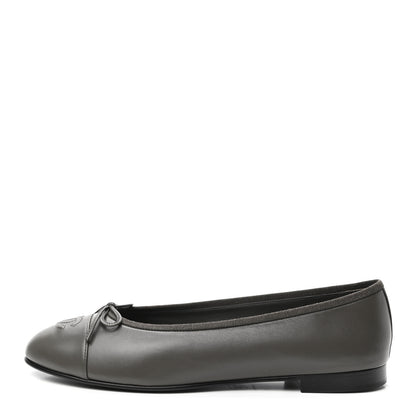 Chanel Lambskin Cap Toe CC Ballerina Flats 41 Dark Grey 1 of 8