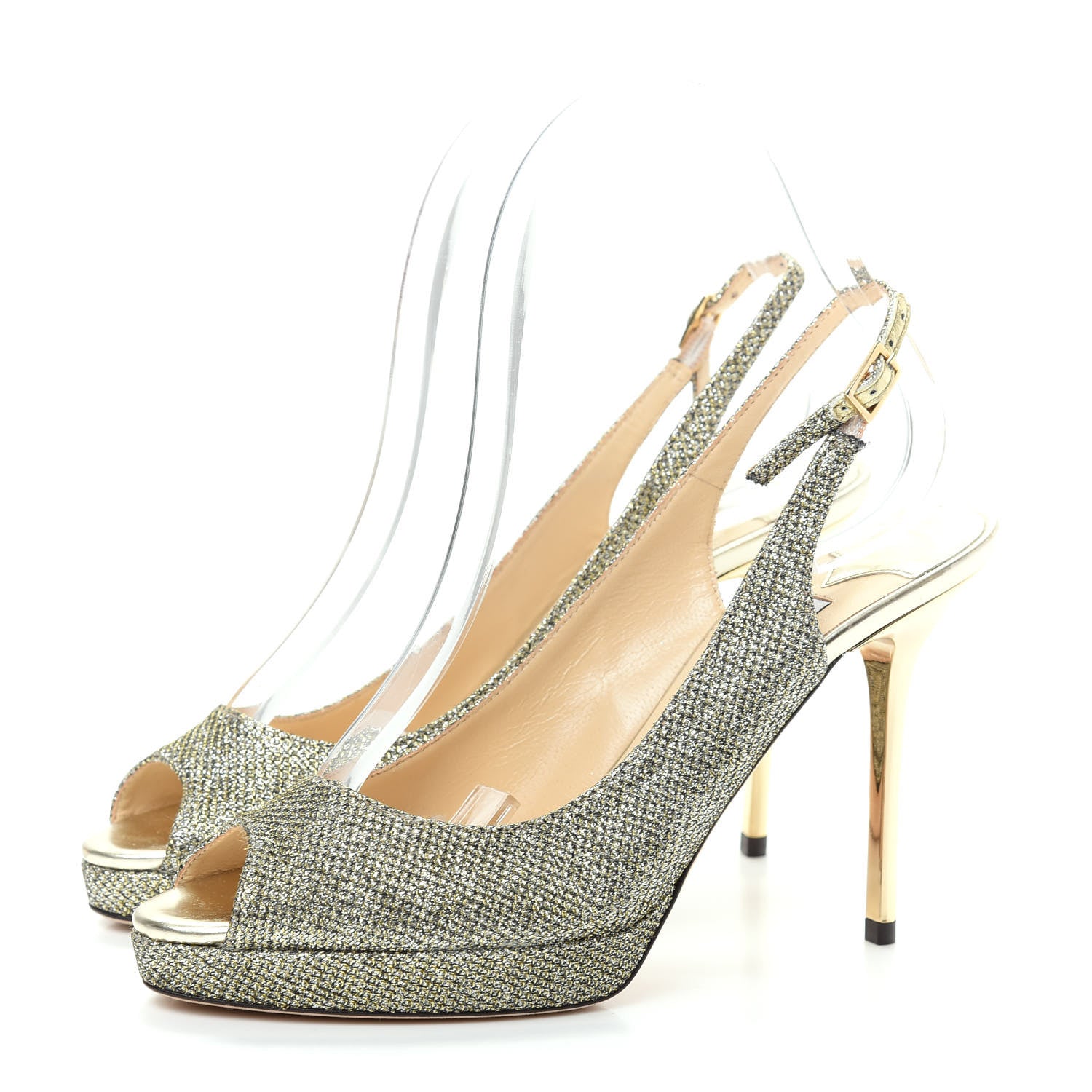 Jimmy Choo Glitter Fabric Nova Pumps 36 Gold 3 of 9