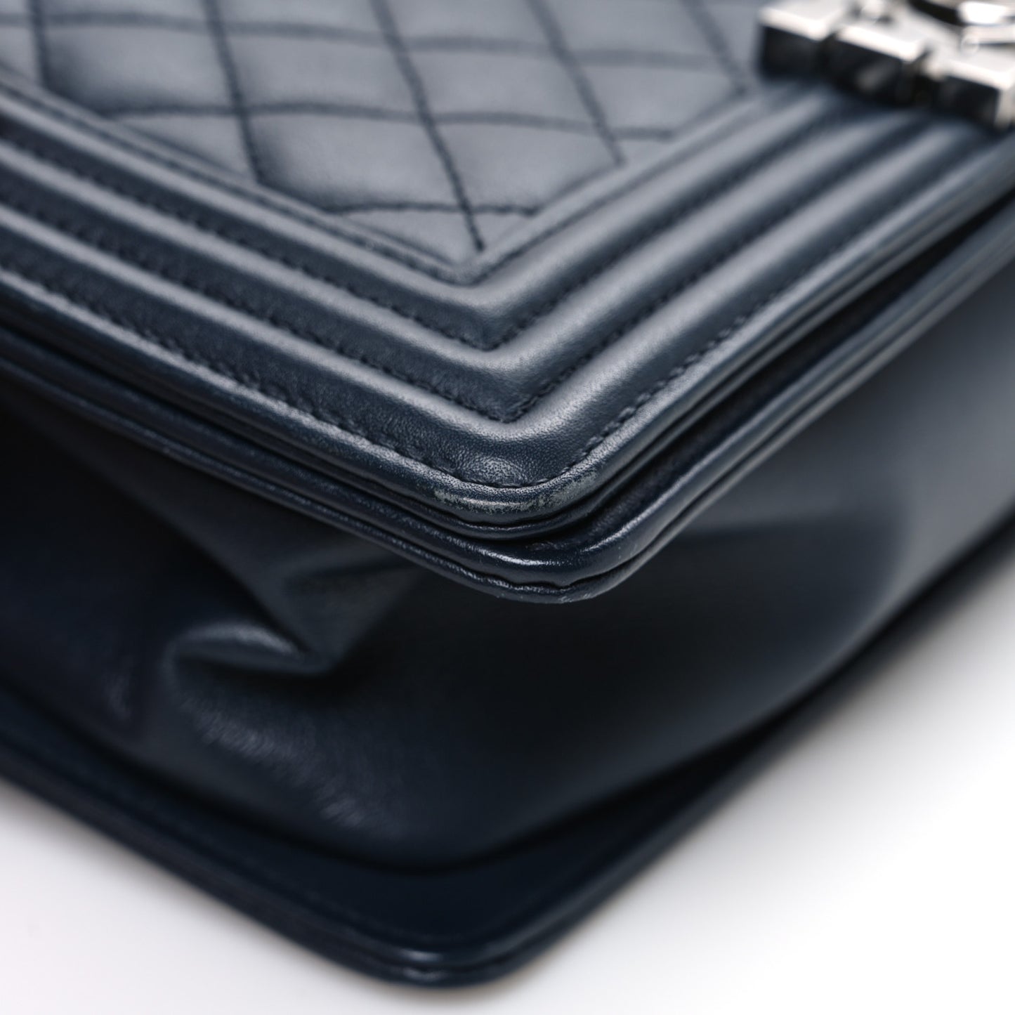 Calfskin Quilted Medium Boy Flap Dark Navy