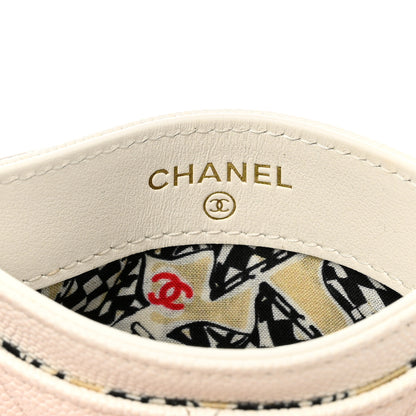 Chanel Caviar Metal Quilted Striated CC Card Holder White 6 of 9