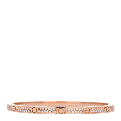 Cartier 18K Pink Gold Diamond Small LOVE Paved Bracelet 16 2 of 5