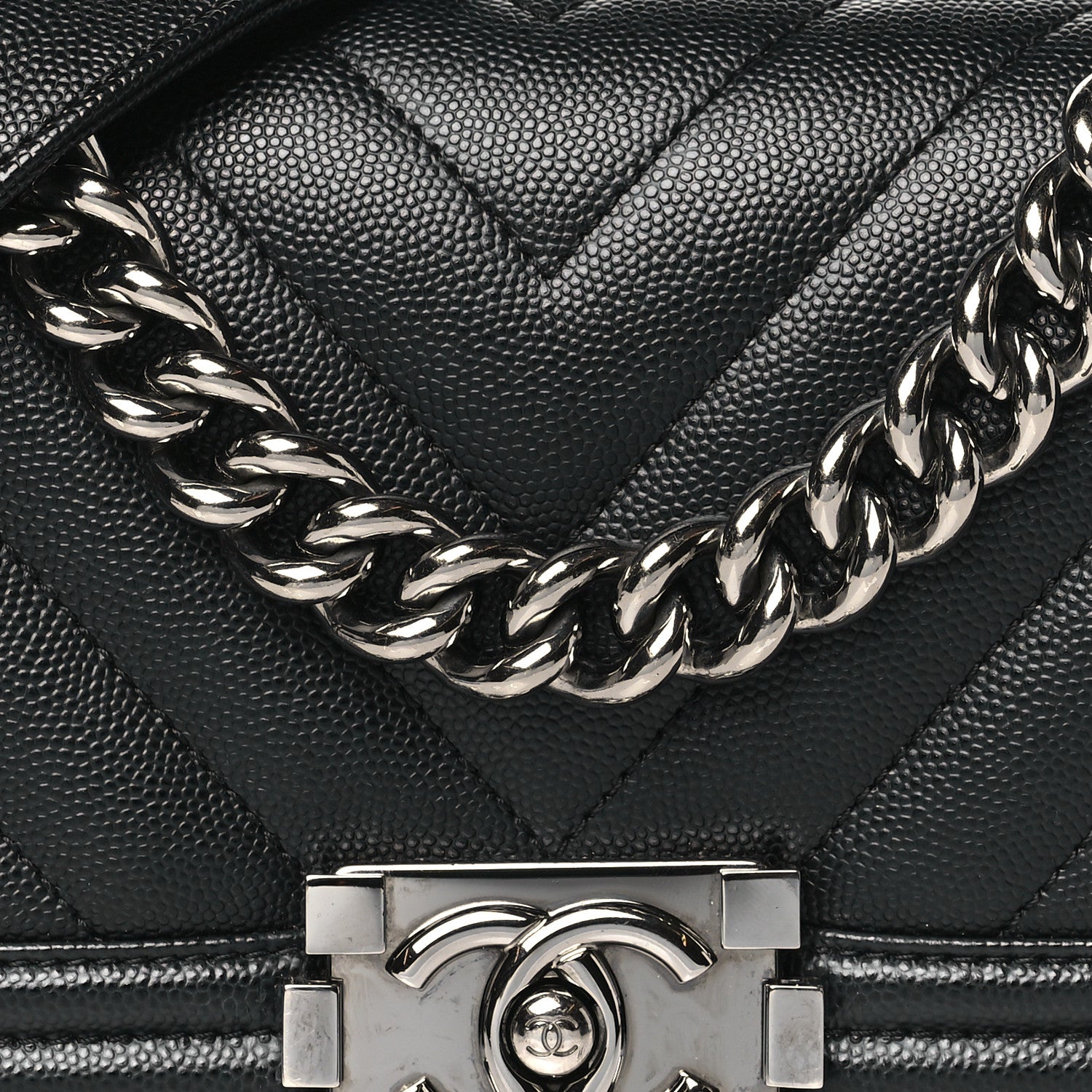 Chanel Caviar Chevron Quilted Small Boy Flap Black 8 of 10