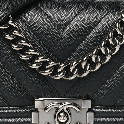 Chanel Caviar Chevron Quilted Small Boy Flap Black 8 of 10
