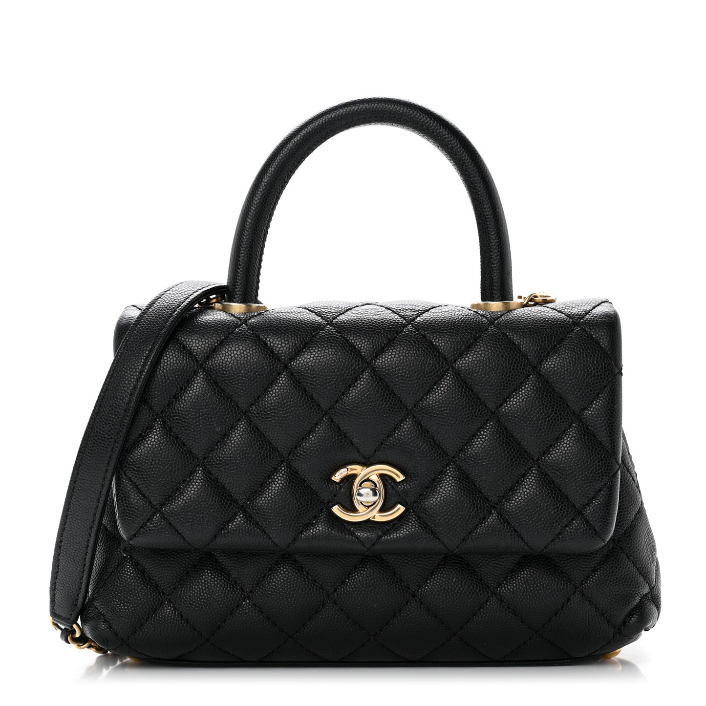 Caviar Quilted Mini Coco Handle Flap Black