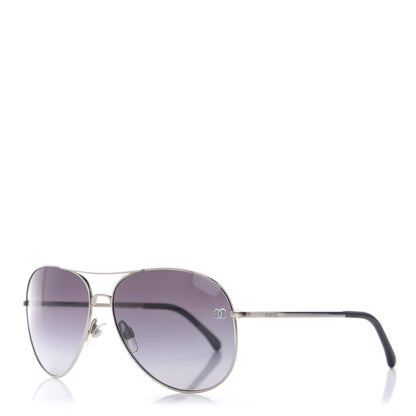 Chanel Metal Aviator CC Sunglasses 4189 T-Q Silver 1 of 8