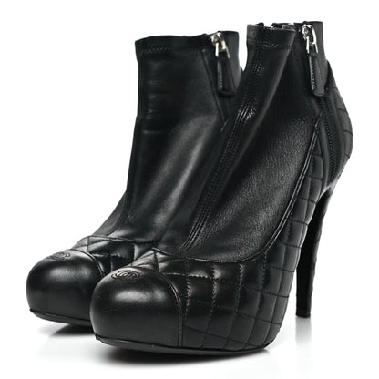 Chanel Lambskin Quilted CC Booties 38.5 Black 4 of 9