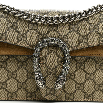 Gucci GG Supreme Monogram Suede Crystal Small Dionysus Shoulder Bag Beige Ebony Taupe 8 of 11