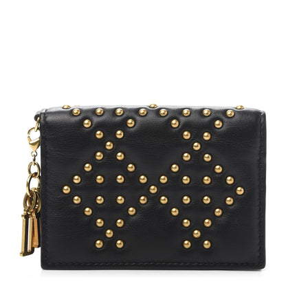 Christian Dior Lambskin Cannage Studded Lady Dior Card Holder Black 1 of 11