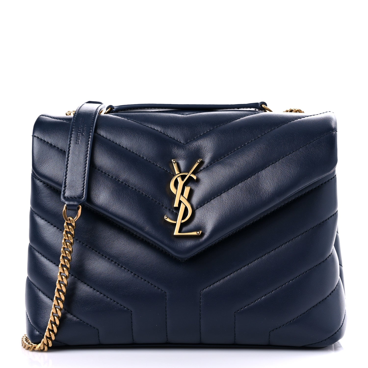 Saint Laurent Calfskin Y Quilted Monogram Small Loulou Chain Satchel Denim Brut 1 of 10