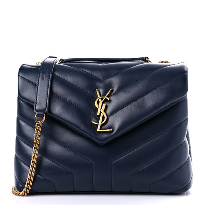 Saint Laurent Calfskin Y Quilted Monogram Small Loulou Chain Satchel Denim Brut 1 of 10