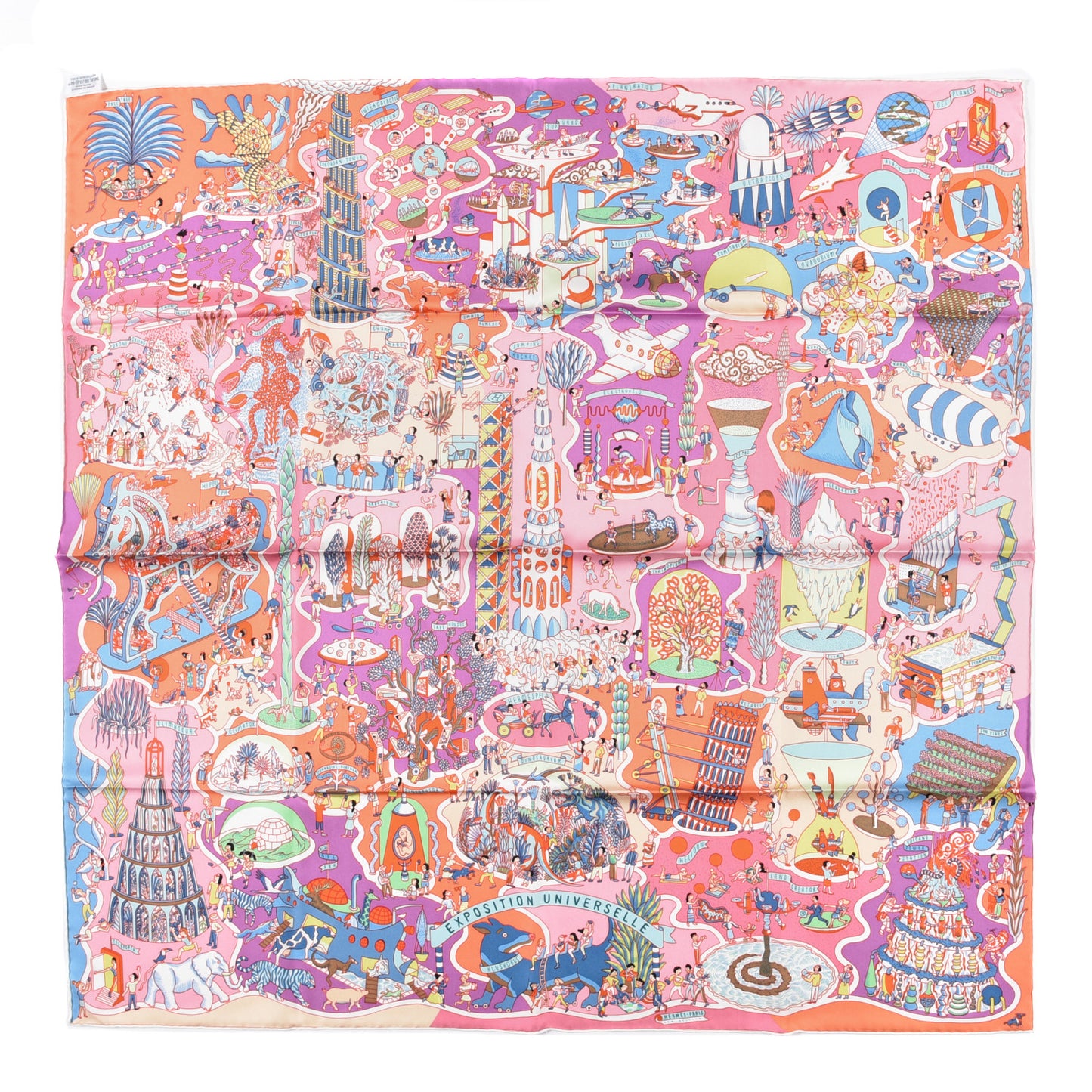 Silk Exposition Universelle Scarf 90 Rose Mauve Multicolore