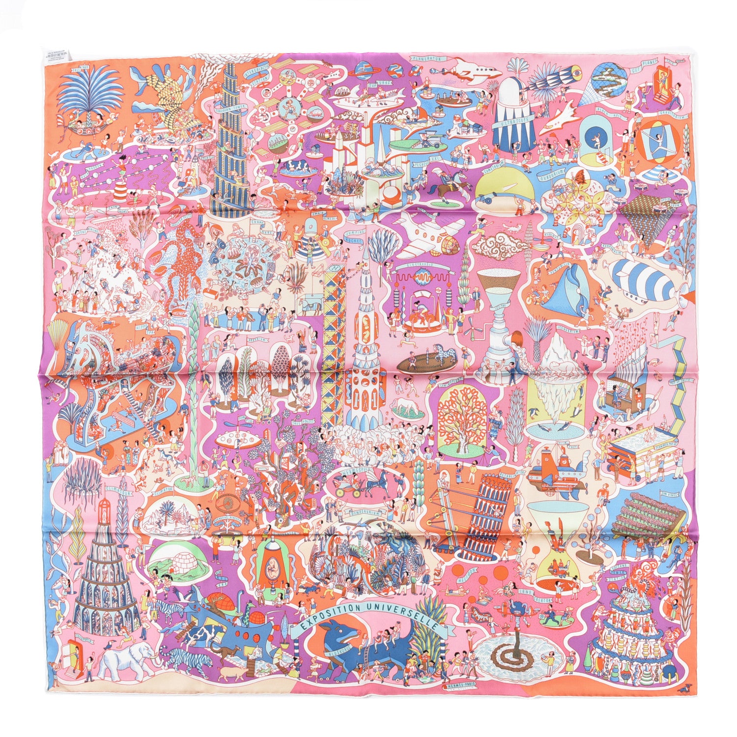 Hermes Silk Exposition Universelle Scarf 90 Rose Mauve Multicolore 1 of 3