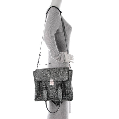3.1 Phillip Lim 3.1 Textured Calfskin Medium Pashli Satchel Black Cream 2 of 9