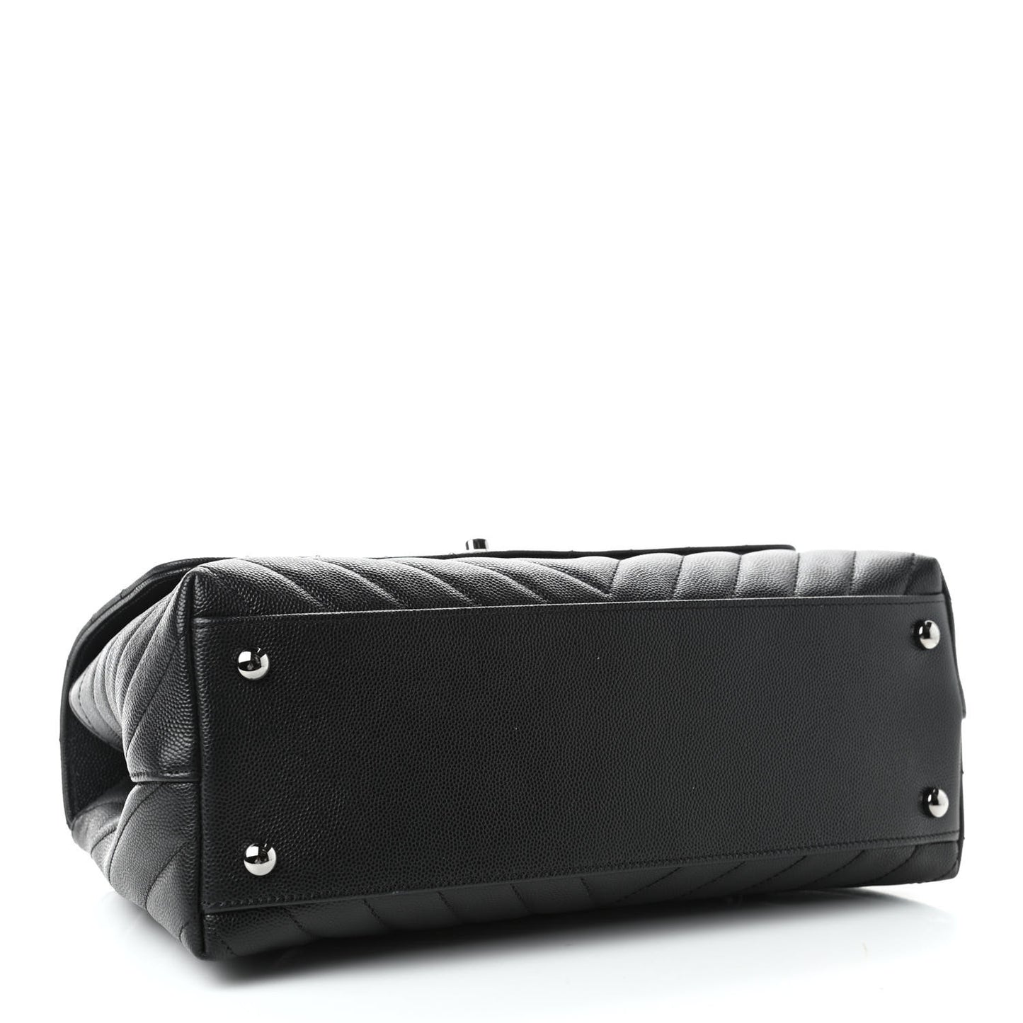 Caviar Chevron Quilted Small Coco Handle Flap Black