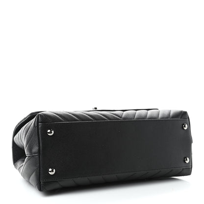 Chanel Caviar Chevron Quilted Small Coco Handle Flap Black 3 of 4