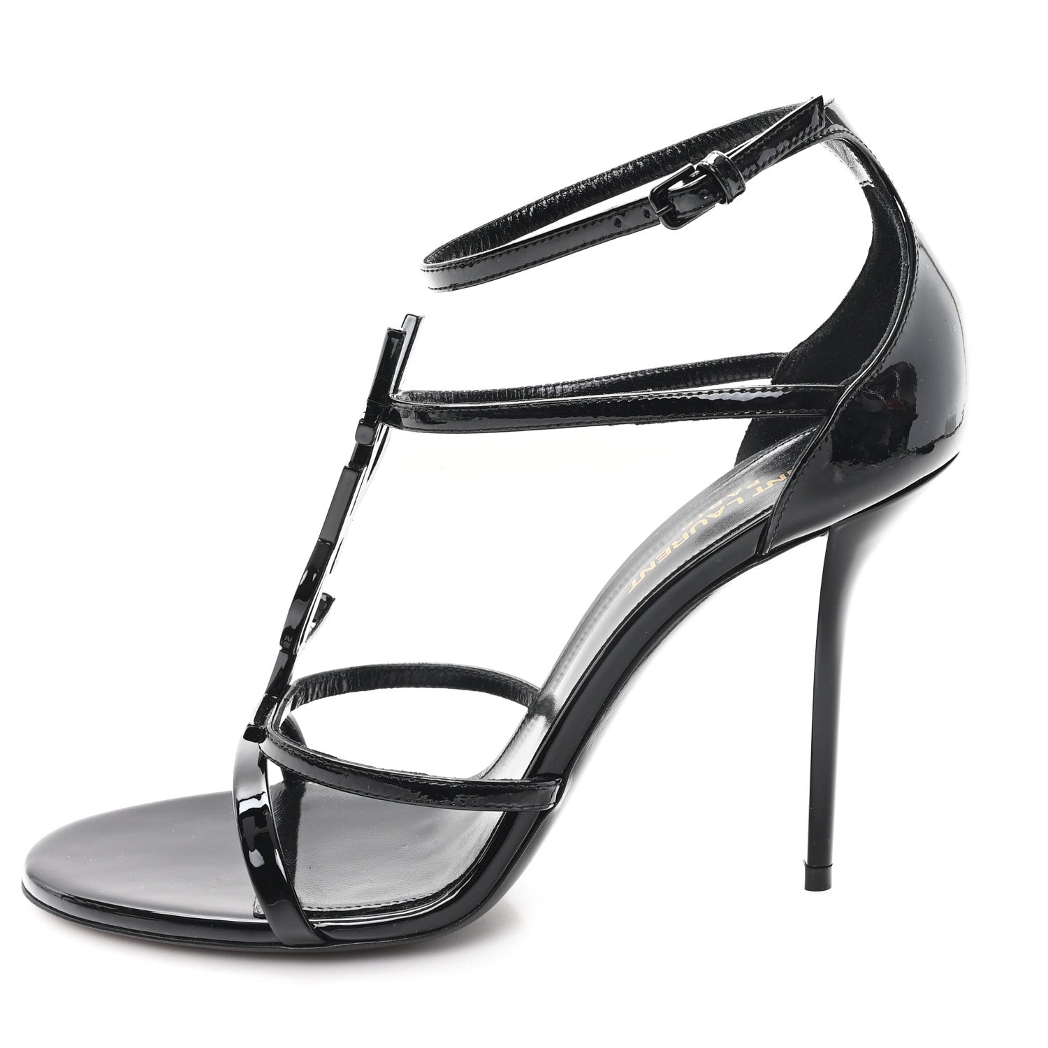Saint Laurent Vernice Chiffon Cassandra 100 Ankle Strap Sandals 39 Black 1 of 10