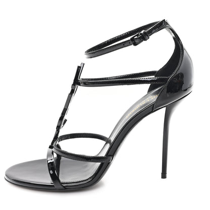 Saint Laurent Vernice Chiffon Cassandra 100 Ankle Strap Sandals 39 Black 1 of 10