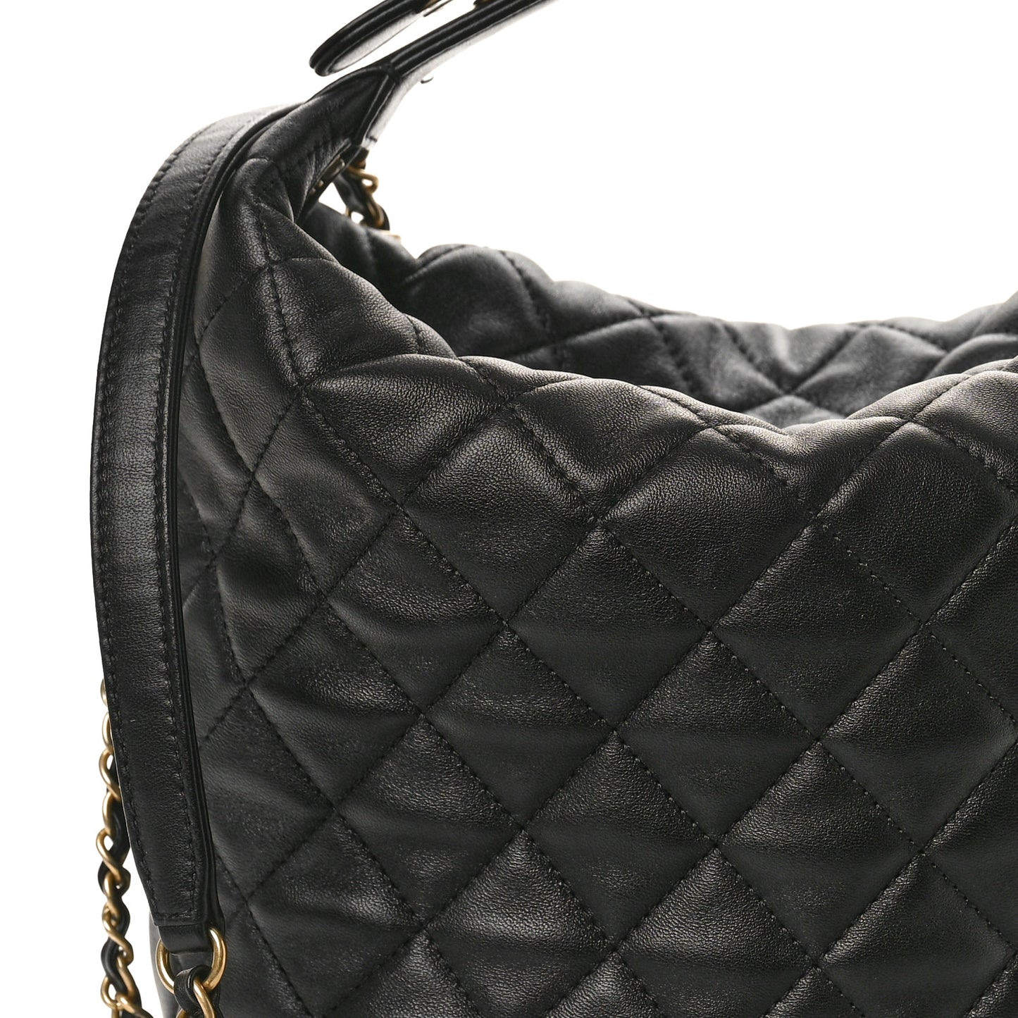 Lambskin Quilted Large Perfect Meeting Hobo Black