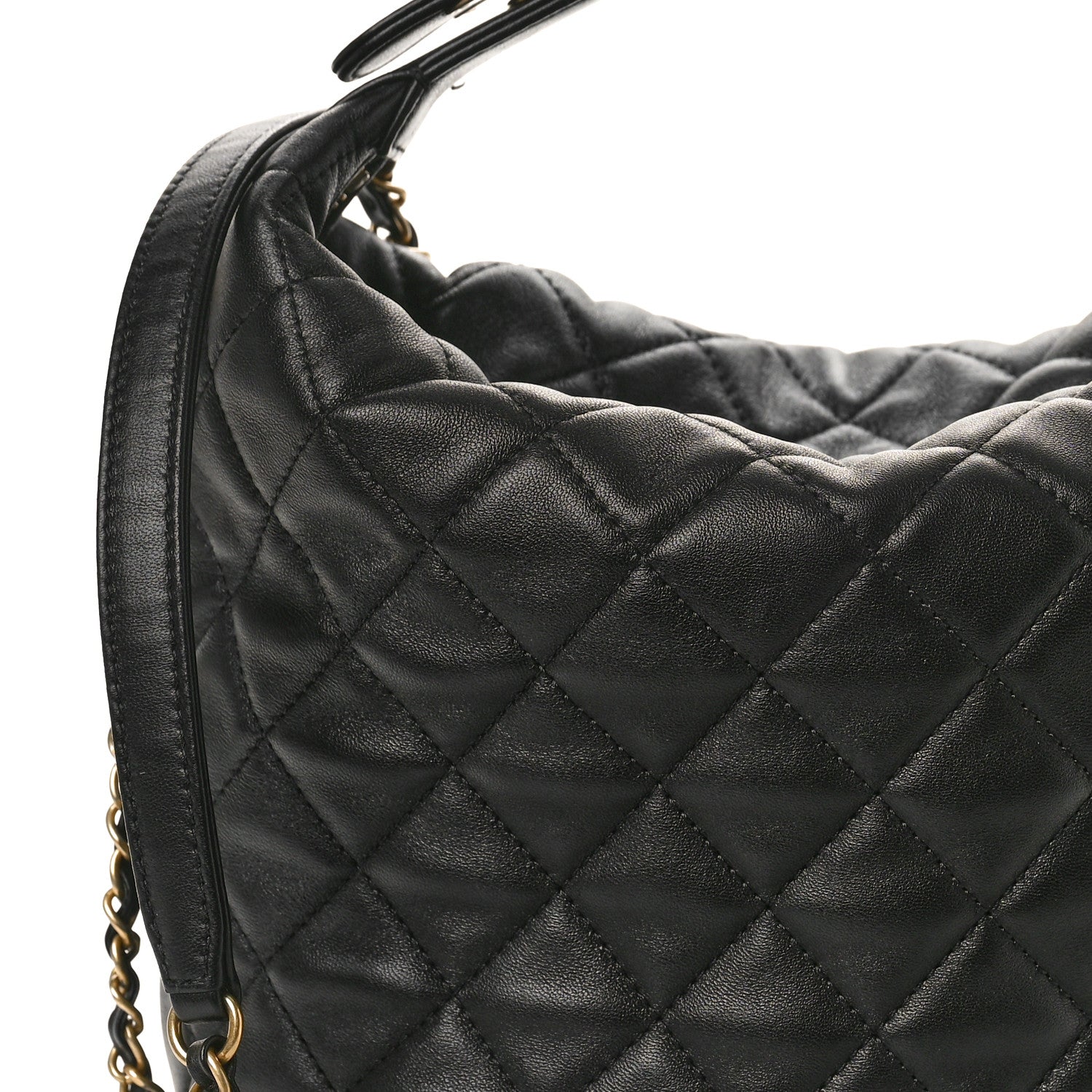 Chanel Lambskin Quilted Large Perfect Meeting Hobo Black 8 of 10