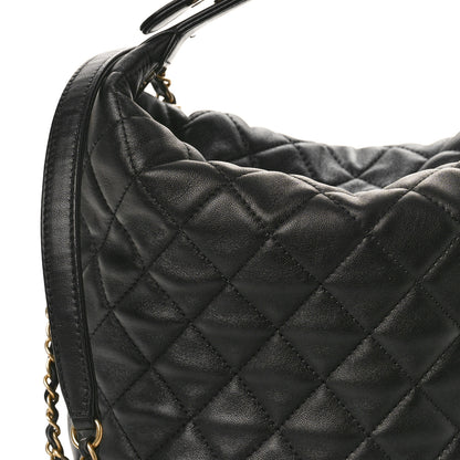 Chanel Lambskin Quilted Large Perfect Meeting Hobo Black 8 of 10