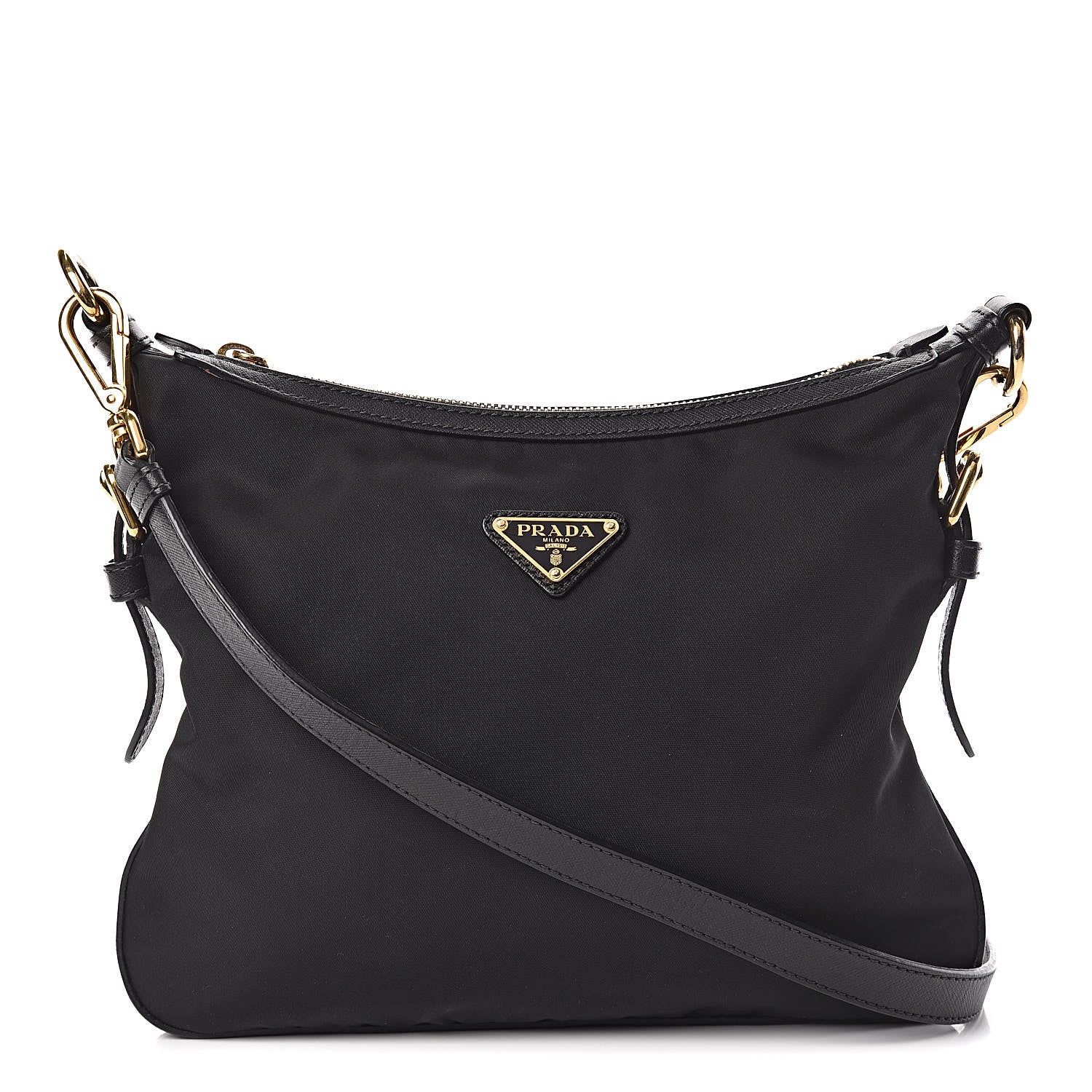 Prada Tessuto Nylon Saffiano Flat Messenger Bag Black 1 of 15