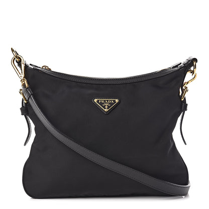 Prada Tessuto Nylon Saffiano Flat Messenger Bag Black 1 of 15