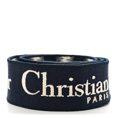 Christian Dior Canvas Embroidered D-Stripes Lady D-Lite Shoulder Strap Navy 2 of 3