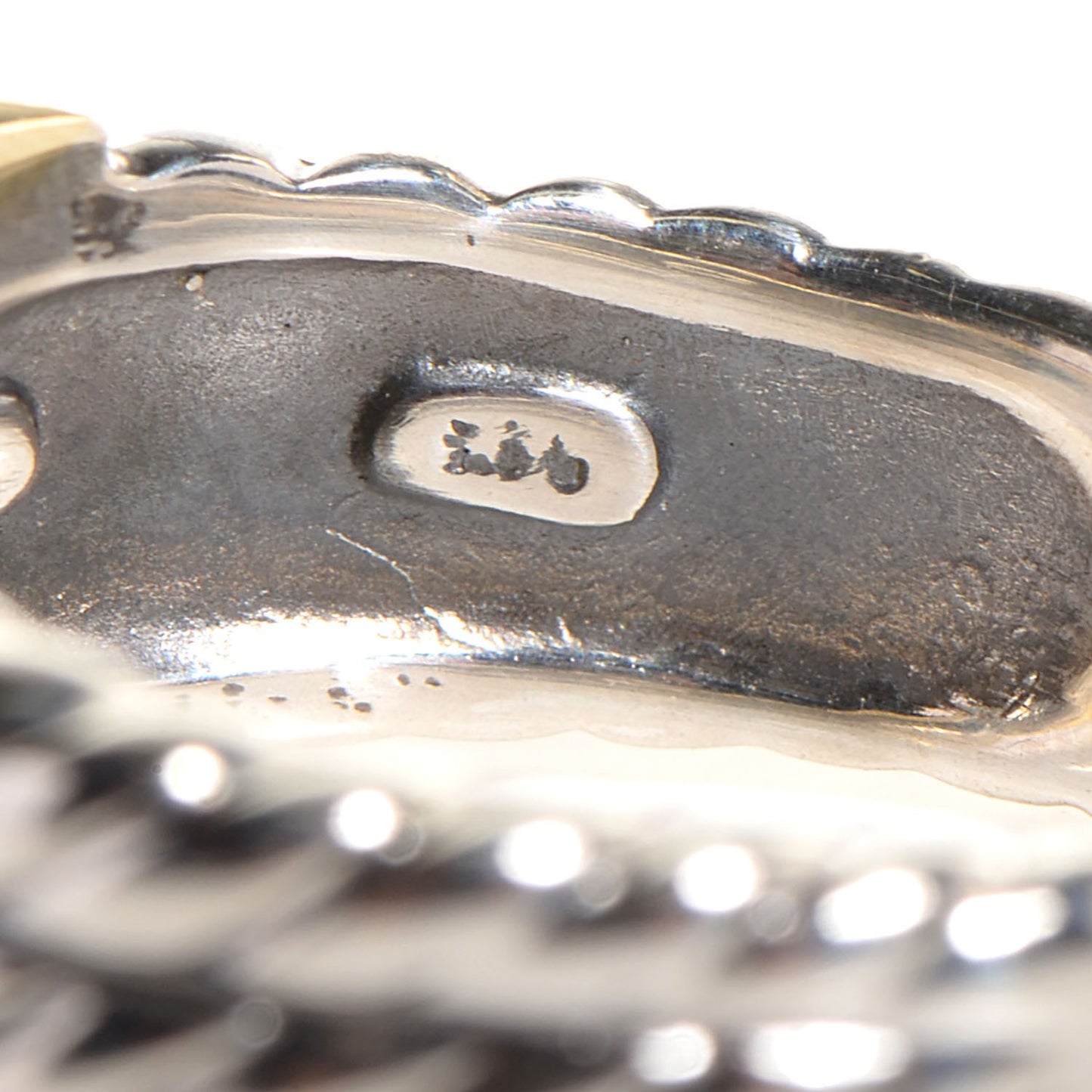 Sterling Silver 14k Yellow Gold X Triple Row Ring 7