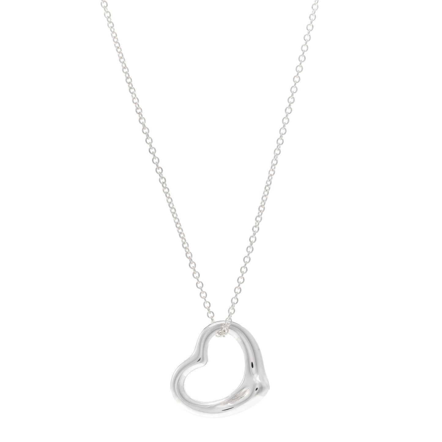 Sterling Silver 22mm Elsa Peretti Open Heart Pendant Necklace