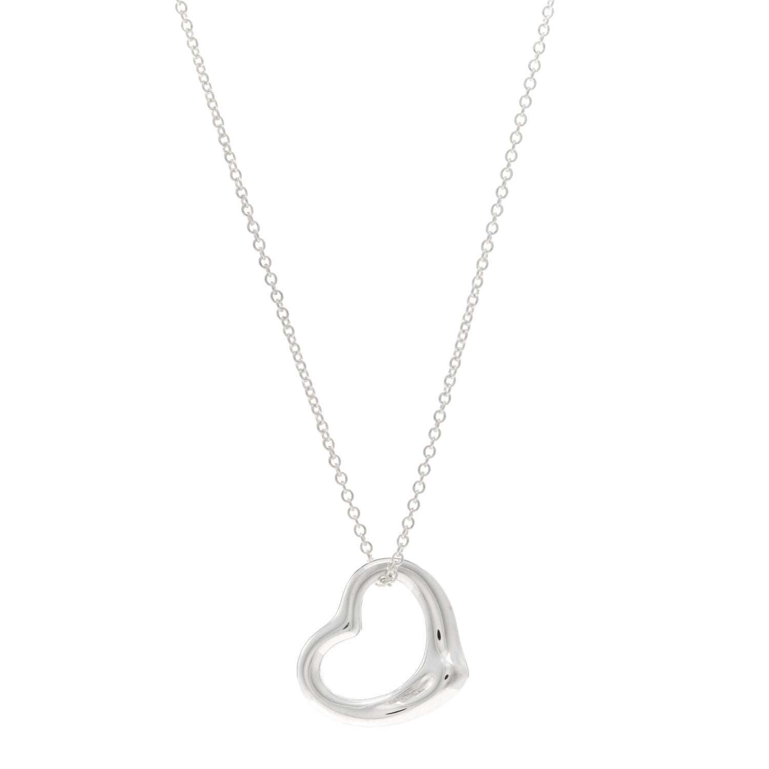 Tiffany Sterling Silver 22mm Elsa Peretti Open Heart Pendant Necklace 1 of 4