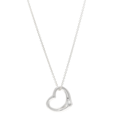 Tiffany Sterling Silver 22mm Elsa Peretti Open Heart Pendant Necklace 1 of 4