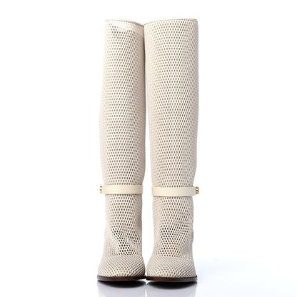 Christian Dior Empriente Mesh Montaigne Knee Boots 37.5 Off White 2 of 4
