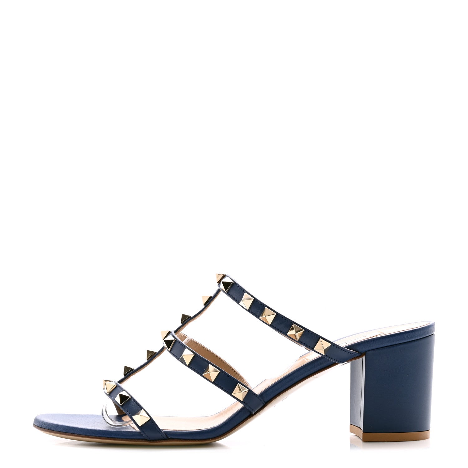 Valentino Garavani Calfskin Rockstud 60mm Caged Slide Sandals 40 Light Ocean 1 of 8
