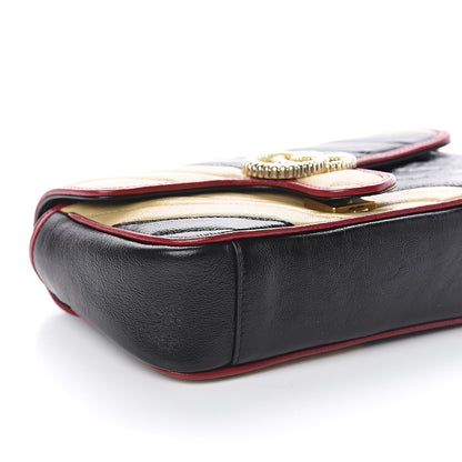 Gucci Azalea Calfskin Matelasse Diagonal Patchwork Mini Torchon GG Marmont Shoulder Bag Black Beige Romantic Cerise 7 of 8