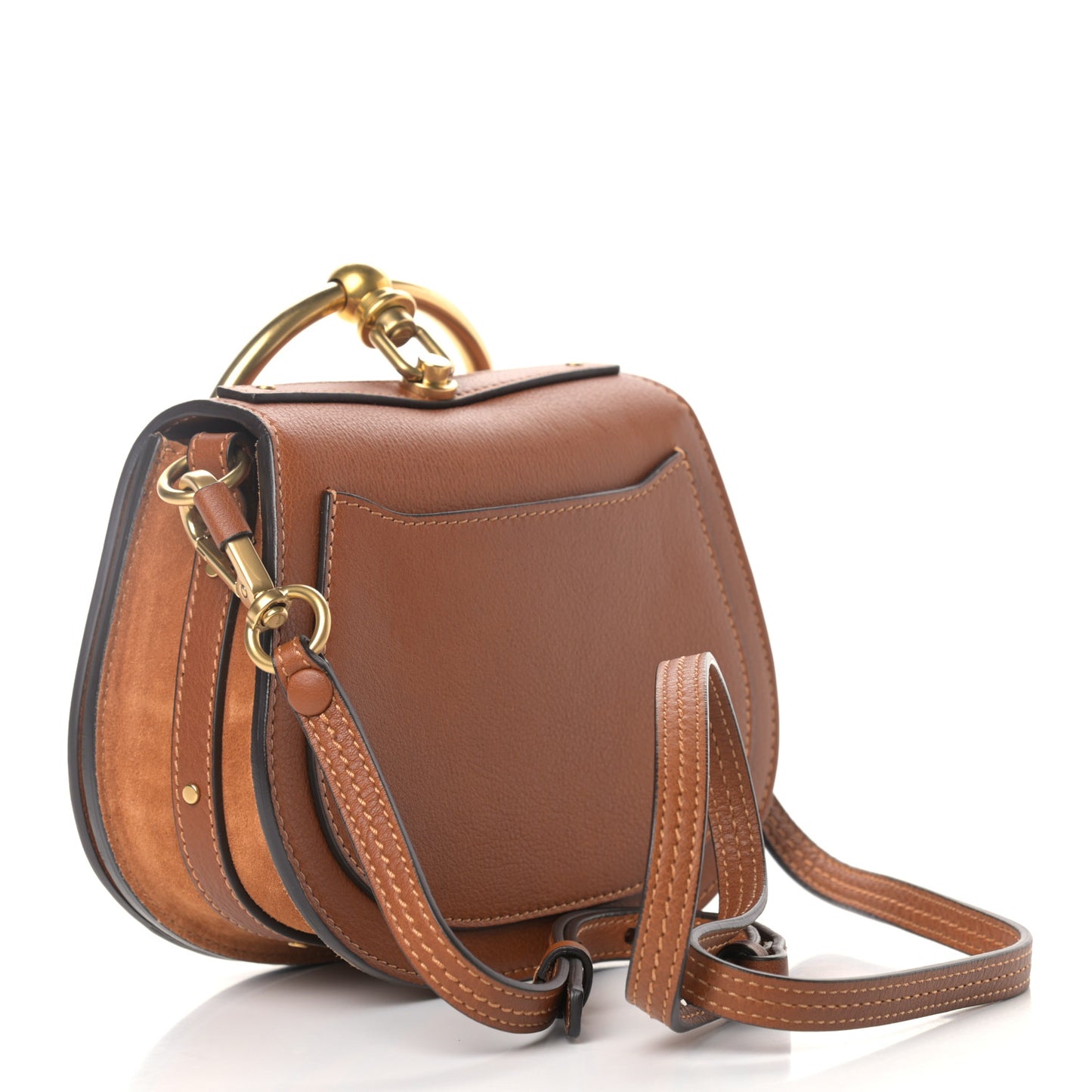 Calfskin Suede Small Nile Bracelet Bag Caramel