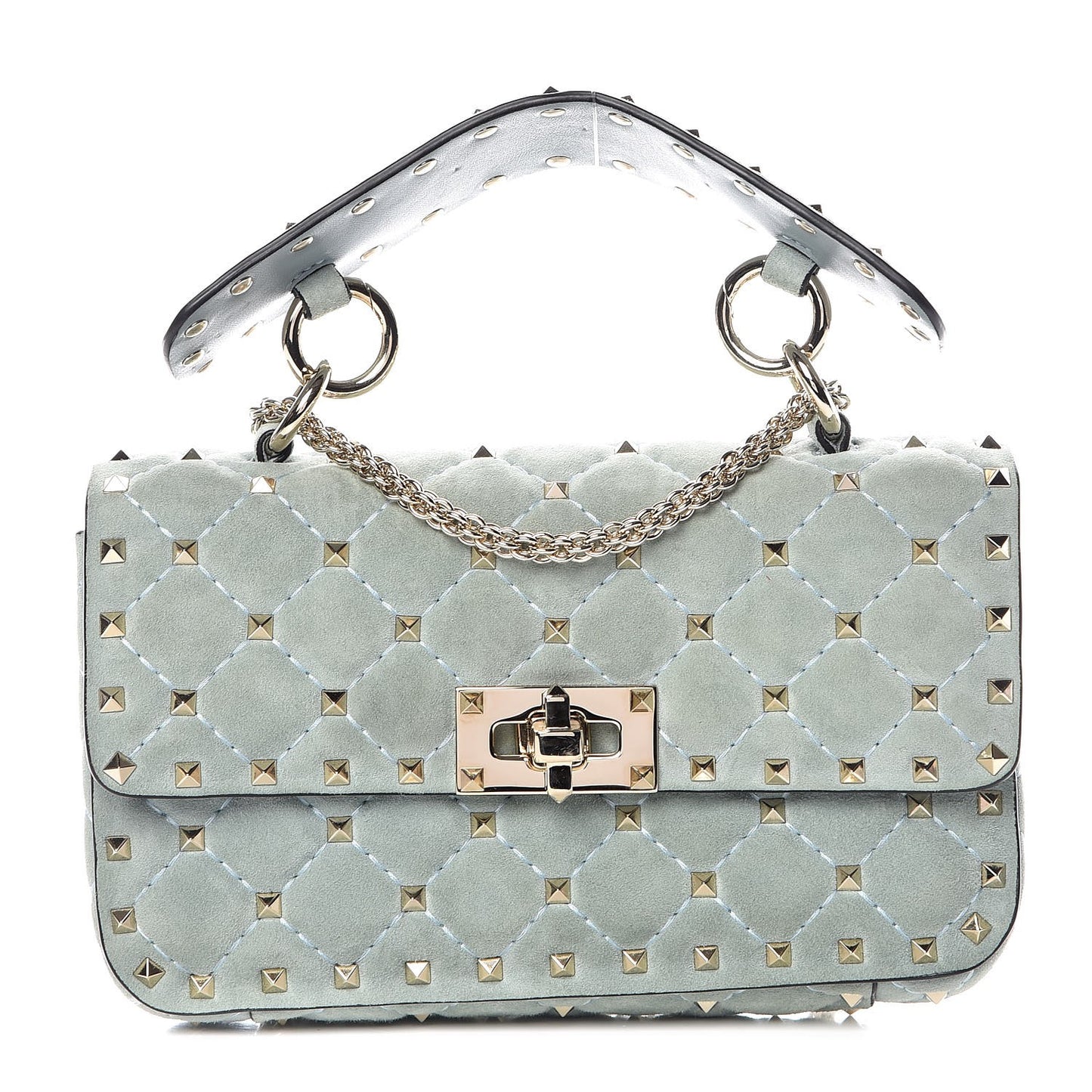 Suede Small Rockstud Spike Shoulder Bag Nube